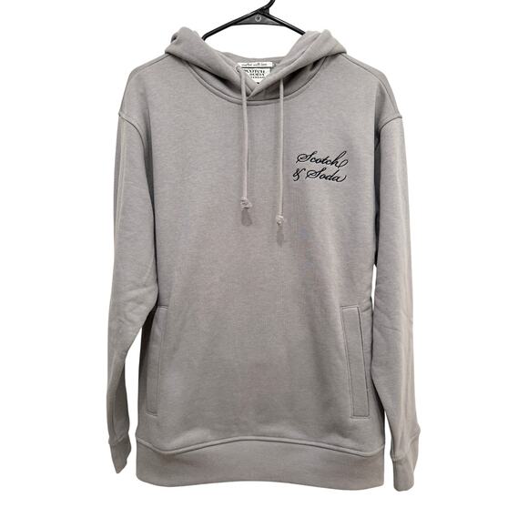 Scotch & Soda Gray Pullover Hoodie Unisex XL Black Embroidered Front & Back Sm - Picture 4 of 8